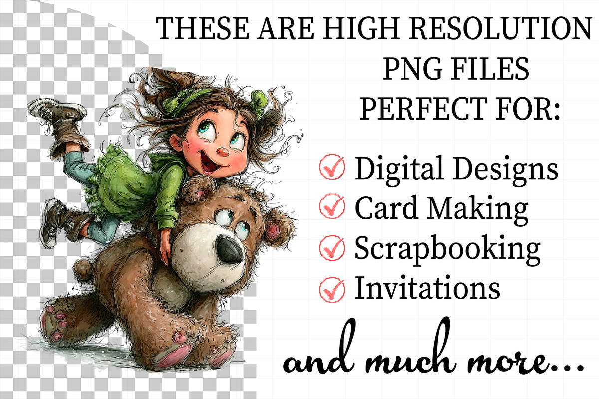 Valentine Girl & Teddy Bear Clipart, an Illustration by Daily.Designs (Photo 2 of 5)