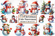 Cute Christmas Cute Snowman Clipart, a Seasonal Illustration by Craft Nest (Thumbnail 1 of 5)