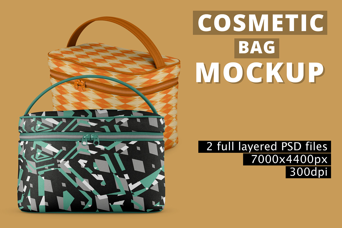 Travel Cosmetic Makeup Bag Mockup, a Household Mockup by Digitalphaser (Photo 1 of 5)