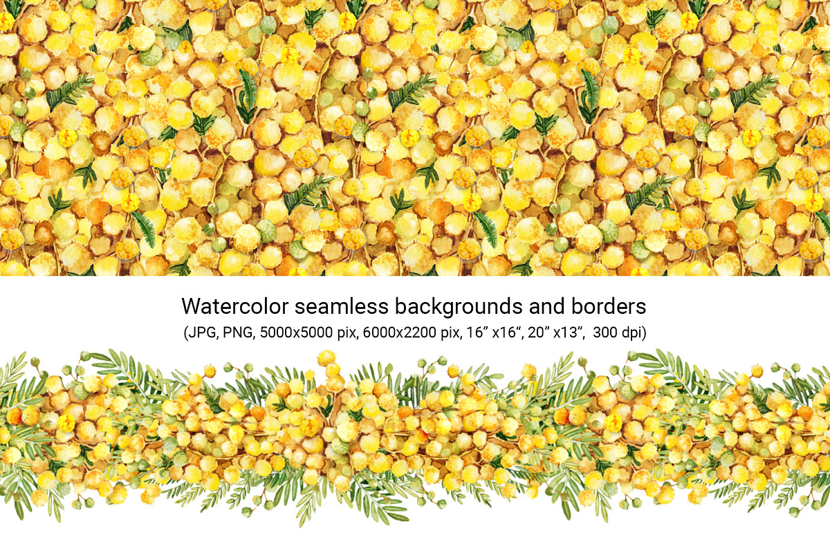 Spring mimosa, watercolor flowers, an Illustration by Artmanata (Photo 6 of 16)