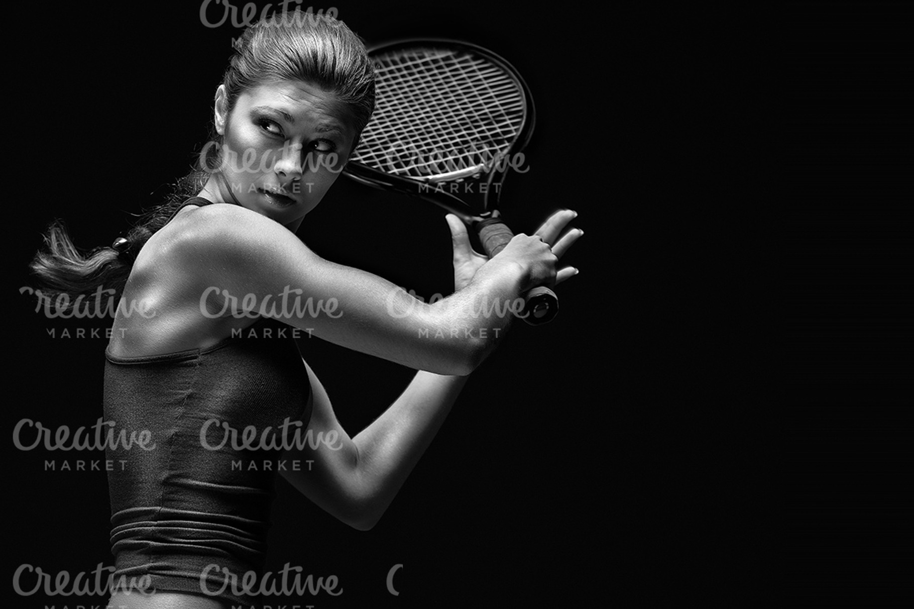 Ready to hit stock photo containing tennis and player, a Sports & Recreation Photo by © Fisher Photostudio