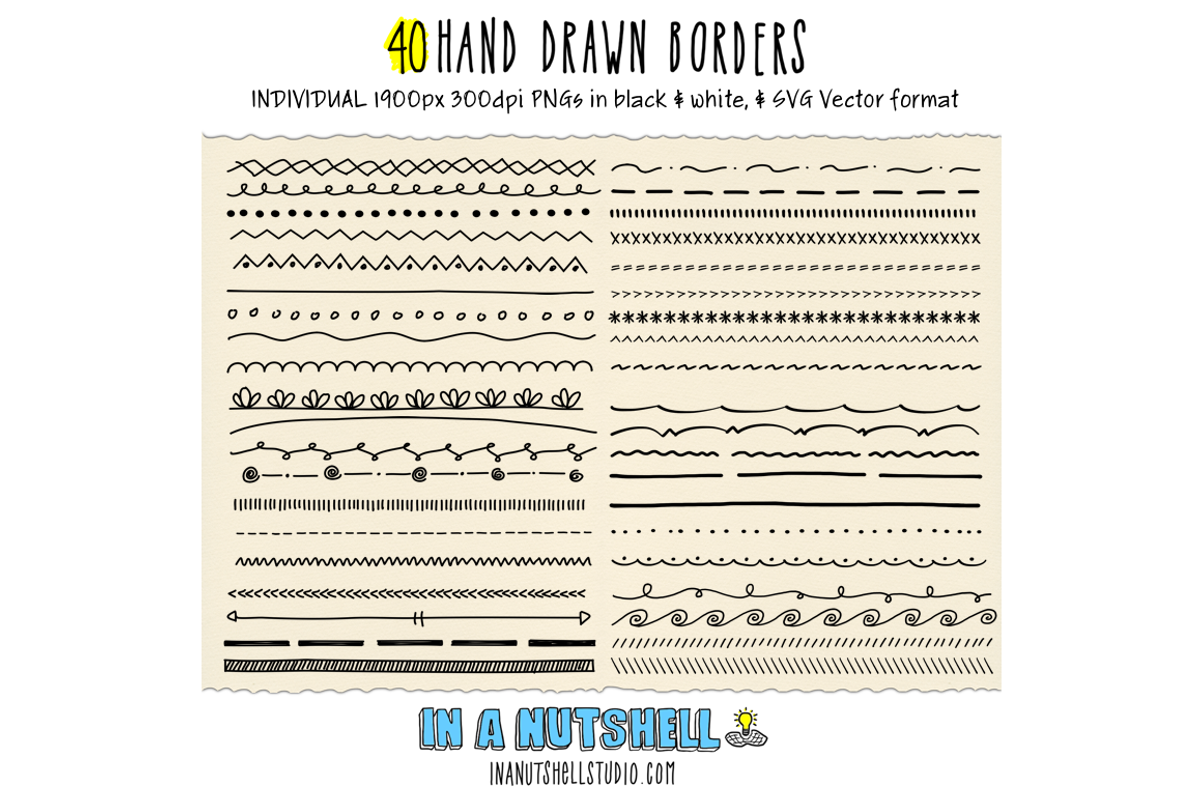 Hand Drawn Borders Doodle Borders, a Graphic by In A Nutshell Studio