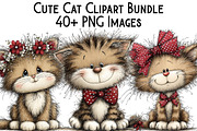 Cute Cat Clipart Bundle, an Illustration by Pixels.Craft (Thumbnail 1 of 6)