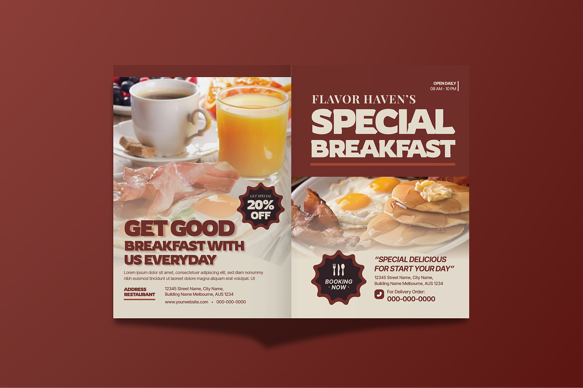 Restaurant Menu Bifold Brochures, a Brochure Template by MMPixelCraft (Photo 4 of 4)