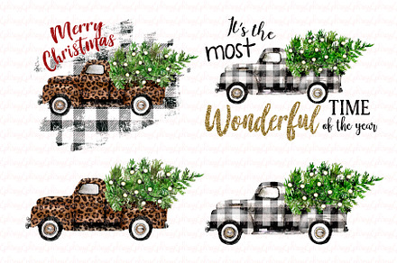 Christmas truck. Leopard print