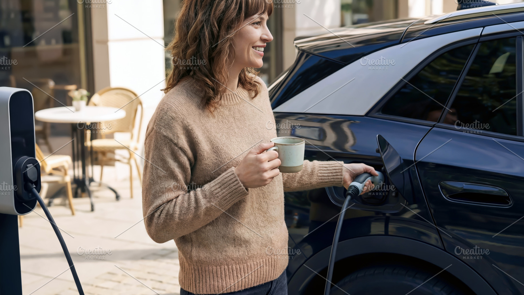 Woman plugging in her electric car, a Person Photo by Shootdiem