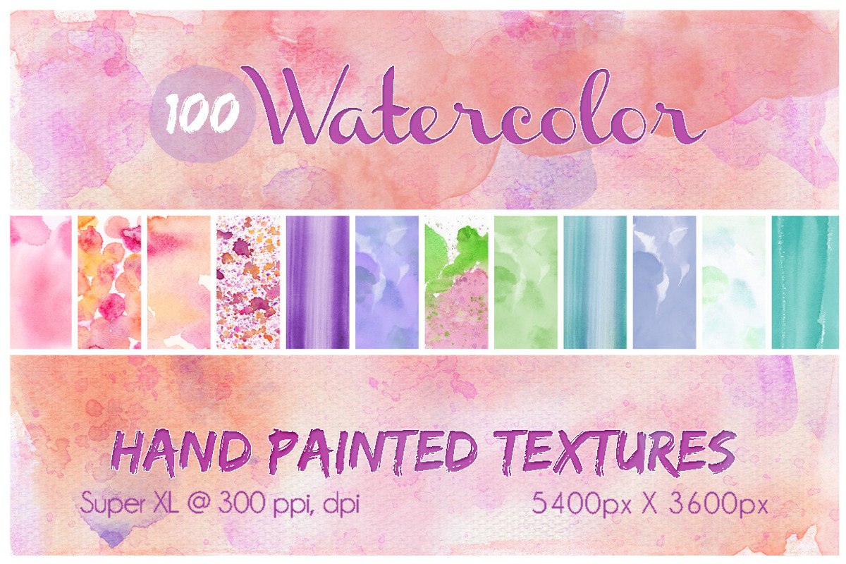 100 Hand Painted Watercolor Textures, a Texture Graphic by Artfanaticus (Photo 1 of 5)