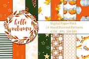 Autumn Digital Paper Watercolor, a Pattern Graphic by Annakristal (Thumbnail 1 of 4)