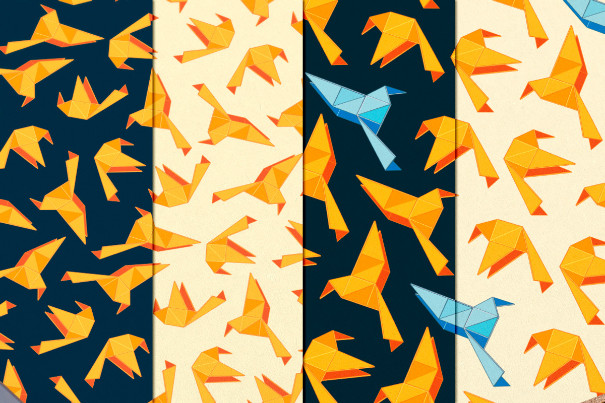 8 Digital Papers - Bird Origami preview 2