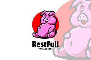 Restfull Pig Mascot Logo Design., a Branding & Logo Template by VectorCraft