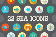 Awesome 22 Flat Vector Sea Icons, an Outline Icon by Ckybe's Corner (Thumbnail 1 of 3)