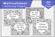 Floral Affirmation Coloring Pages, a Print Template by Lamia Emad (Thumbnail 1 of 4)