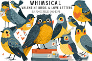 Whimsical Valentine Birds & Love Let, an Illustration by Libby Wishes (Thumbnail 1 of 7)