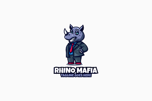 Rhino Mafia Mascot Cartoon Logo, a Branding & Logo Template by Artnivora.Std