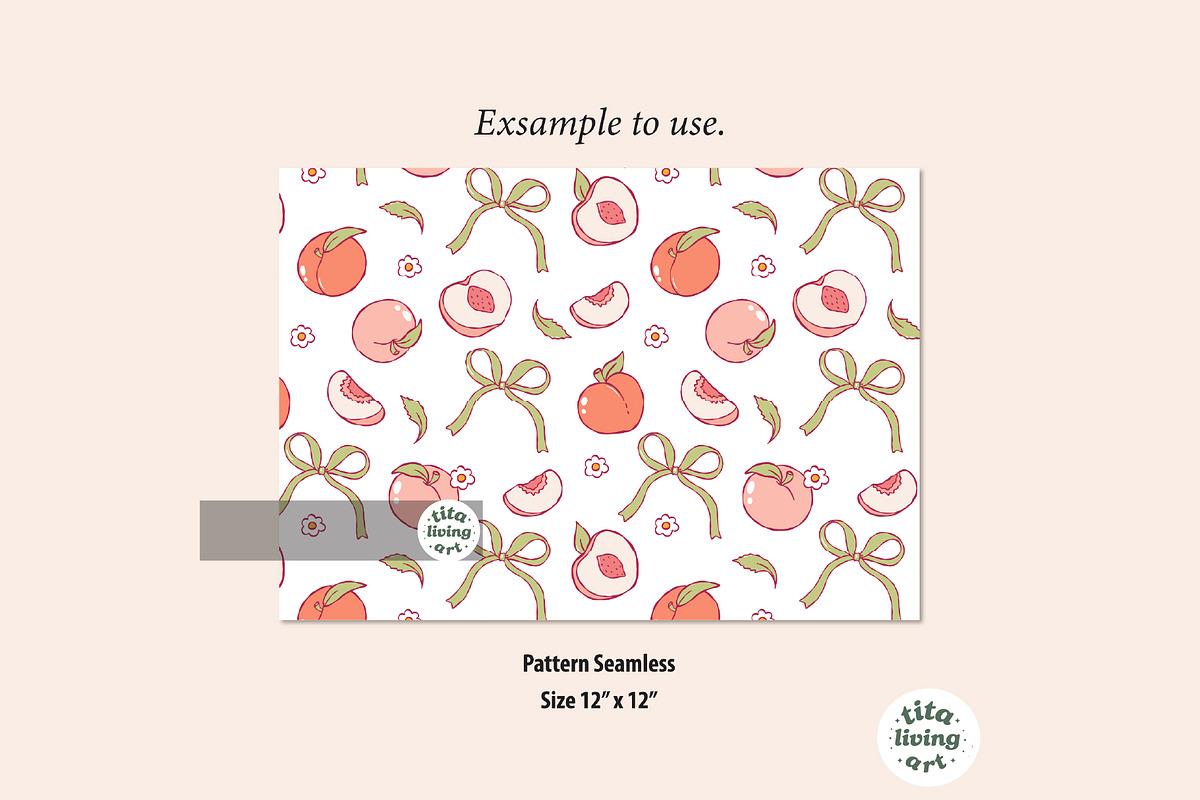 Peach Gingham Seamless Pattern, a Food Illustration by TitaLivingArt (Photo 9 of 10)