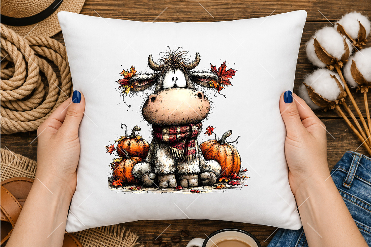 Whimsical Autumn Cow Clipart, a Seasonal Illustration by OK Design (Photo 4 of 6)