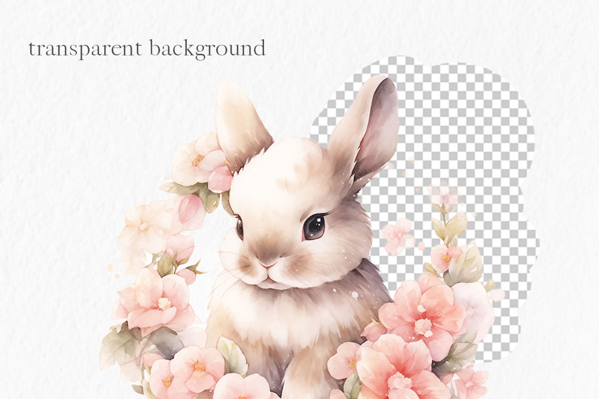 Floral easter bunny clipart, an Object Graphic by MyLittleMeow (Photo 5 of 7)