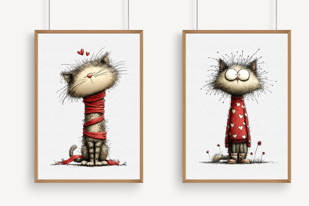 Whimsical Valentine Cat Clipart, an Illustration by Libby Wishes (Photo 3 of 6)