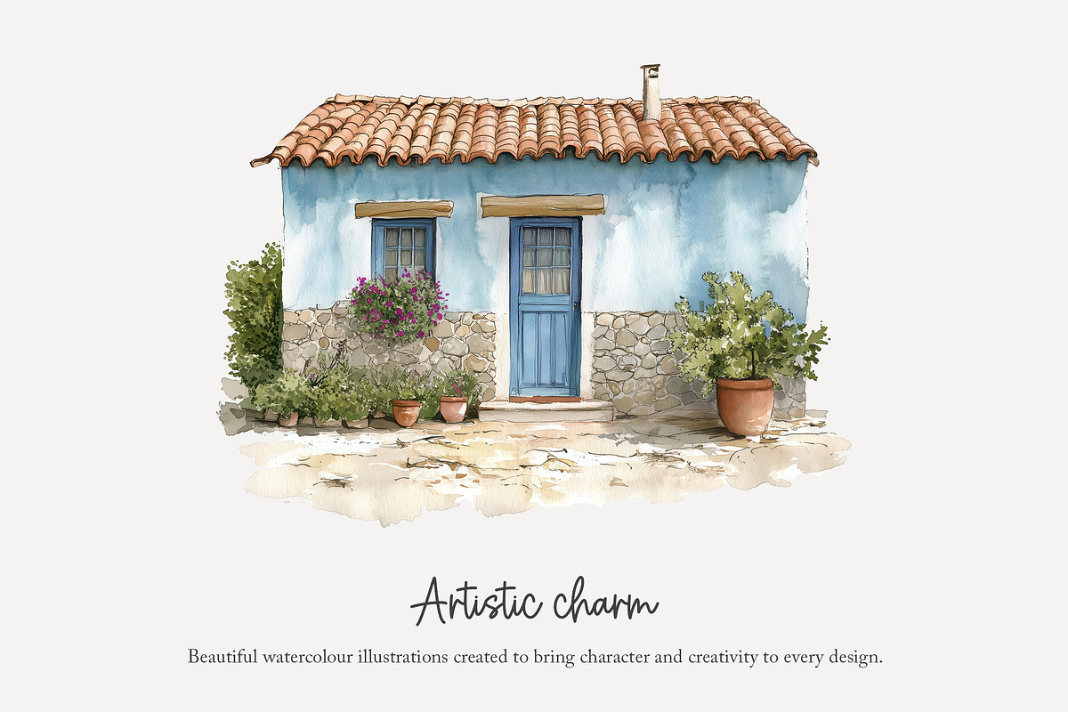 90 watercolour Greece clip art, a Seasonal Illustration by Poppy Lane Studio (Photo 5 of 12)