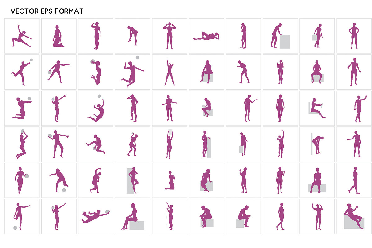 100+ male / female silhouette poses, a Sport Illustration by Nick Novell (Photo 4 of 5)