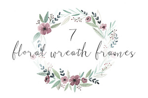 7 Watercolor Floral Wreath Frames