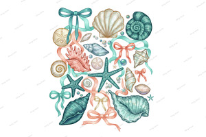 Coquette Seashell Coastal Summer PNG, an Illustration by Designking
