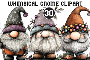 Whimsical Gnome Clipart PNG, an Illustration by Black Bird Studio