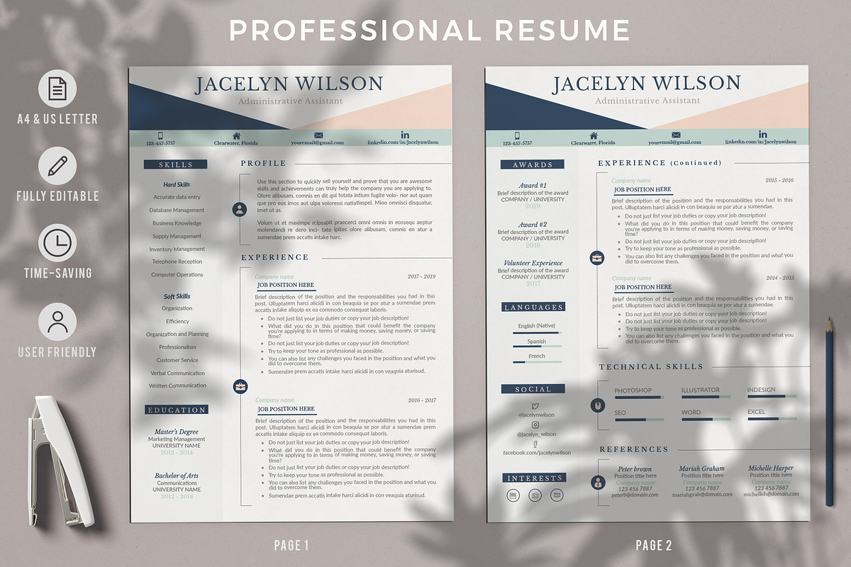 Creative Resume Example, CV Cover L., a Resume Template by HIRED Design Studio (Photo 2 of 19)