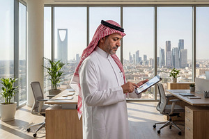 Saudi Businessman Working in a Moder, a Business Photo by Taiffco