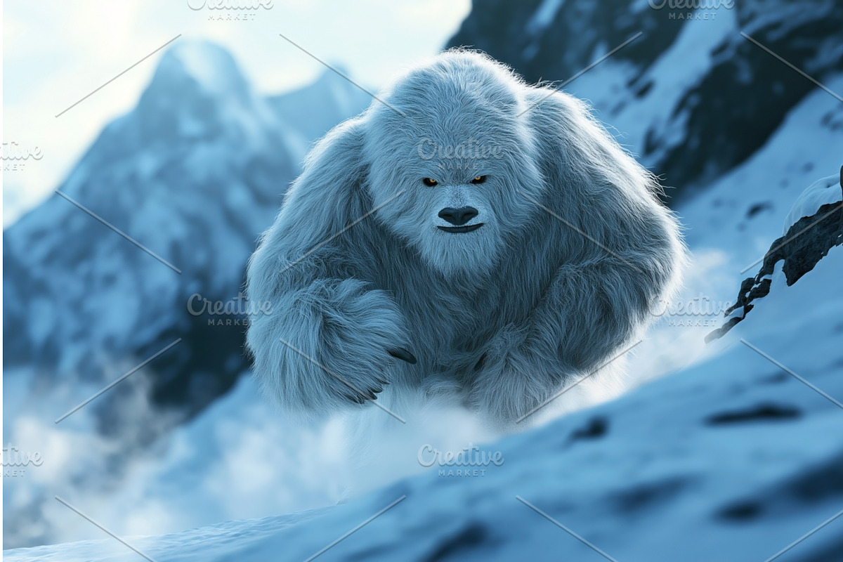A large, white-furred Yeti creature, an Animal Illustration by