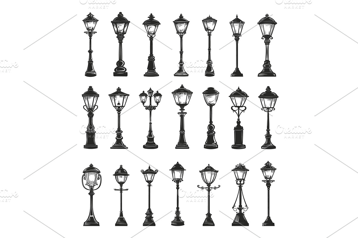 Minimalist Style Old Street Lamps, an Object Illustration by LadadikArt