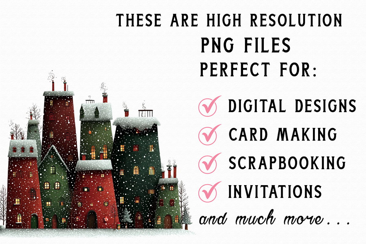 Whimsical Christmas Village Clipart, an Illustration by Libby Wishes (Photo 4 of 7)