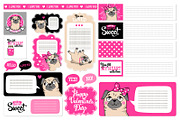 VALENTINE'S DAY vector set with pugs, an Illustration by Martyshova (Thumbnail 4 of 5)