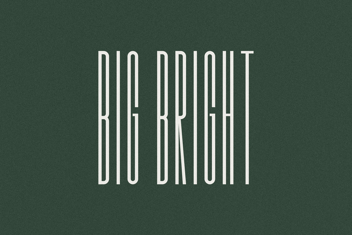Big Bright | A(very)Tall Sans Serif, a Sans Serif Font by Loryn Ipsum (Photo 1 of 10)