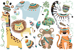 Tribal Animals 35 Pc Clipart Set