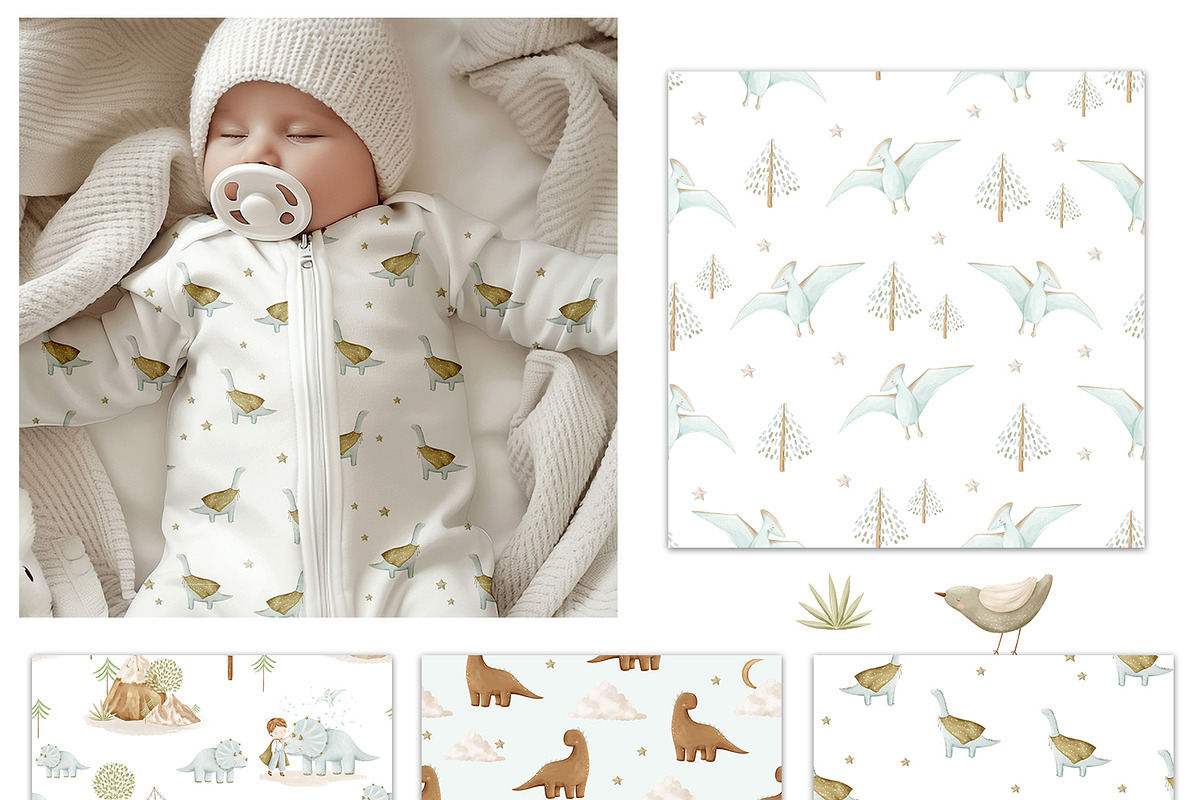 My friend Dinosaur - baby collection, a Decorative Illustration by polikarpovaart (Photo 14 of 18)
