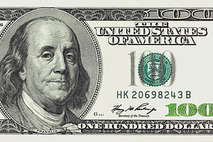 One hundred dollars bill detailed