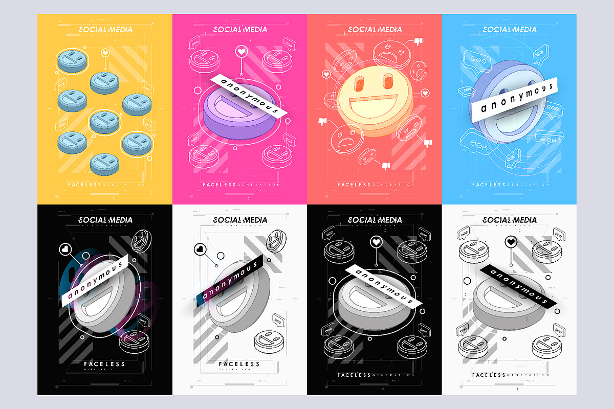 Social media abstract posters, an Illustration by Andrew_Derr (Photo 4 of 5)