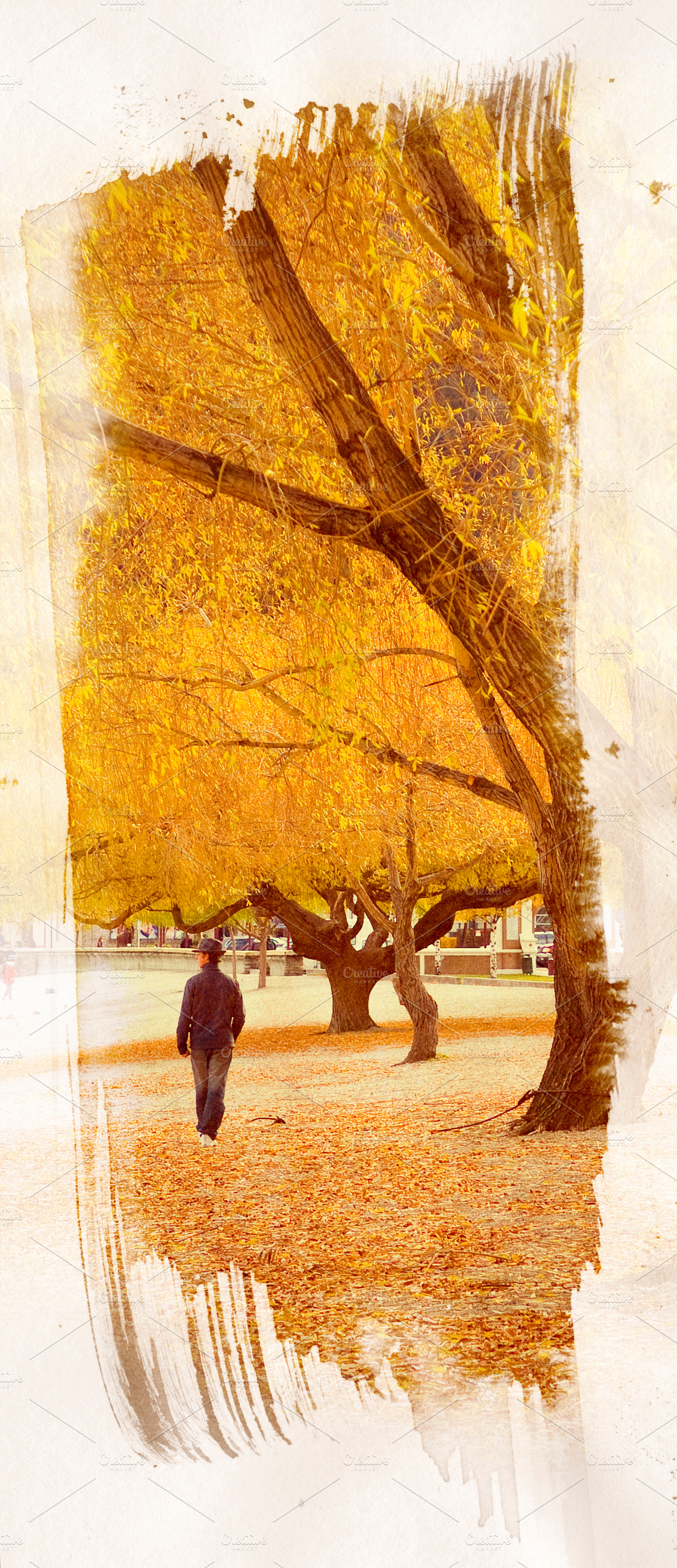 Autumn Painting Man Walking, a Person Photo by THP Creative