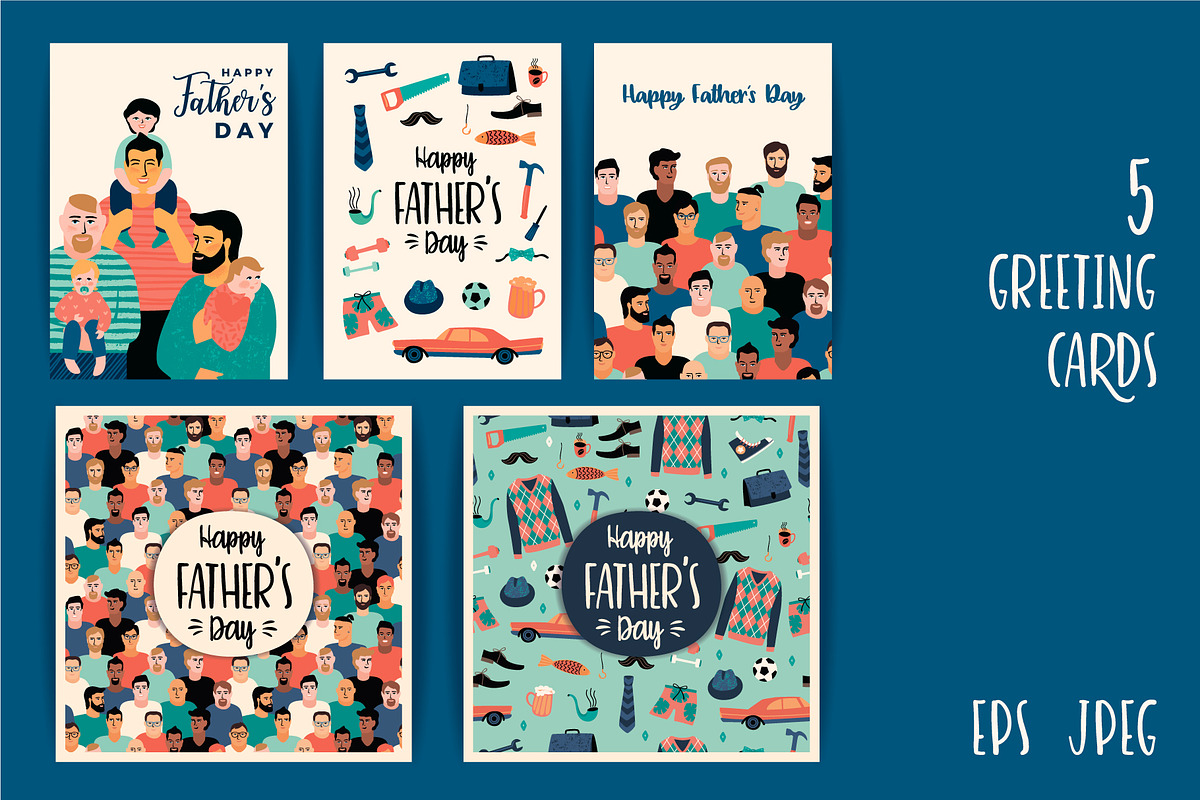 Happy Fathers Day. Cards and Pattern, a Person Illustration by Nadia Grapes (Photo 2 of 4)