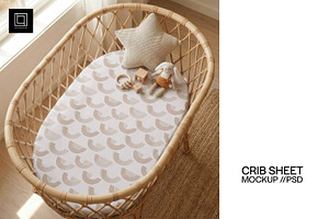 Baby Crib Sheet Mockup Boho PSD, a Household Mockup by 1001 mockups