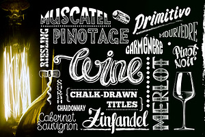 Chalk-drawn Wine Titles & Glasses