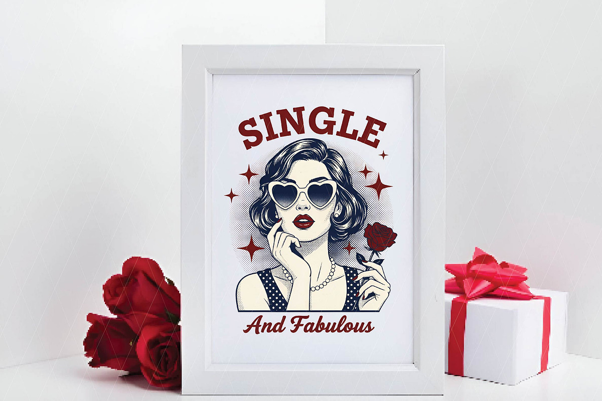 Single Retro Girl Valentine PNG, an Illustration by DreamPrint404 (Photo 3 of 8)