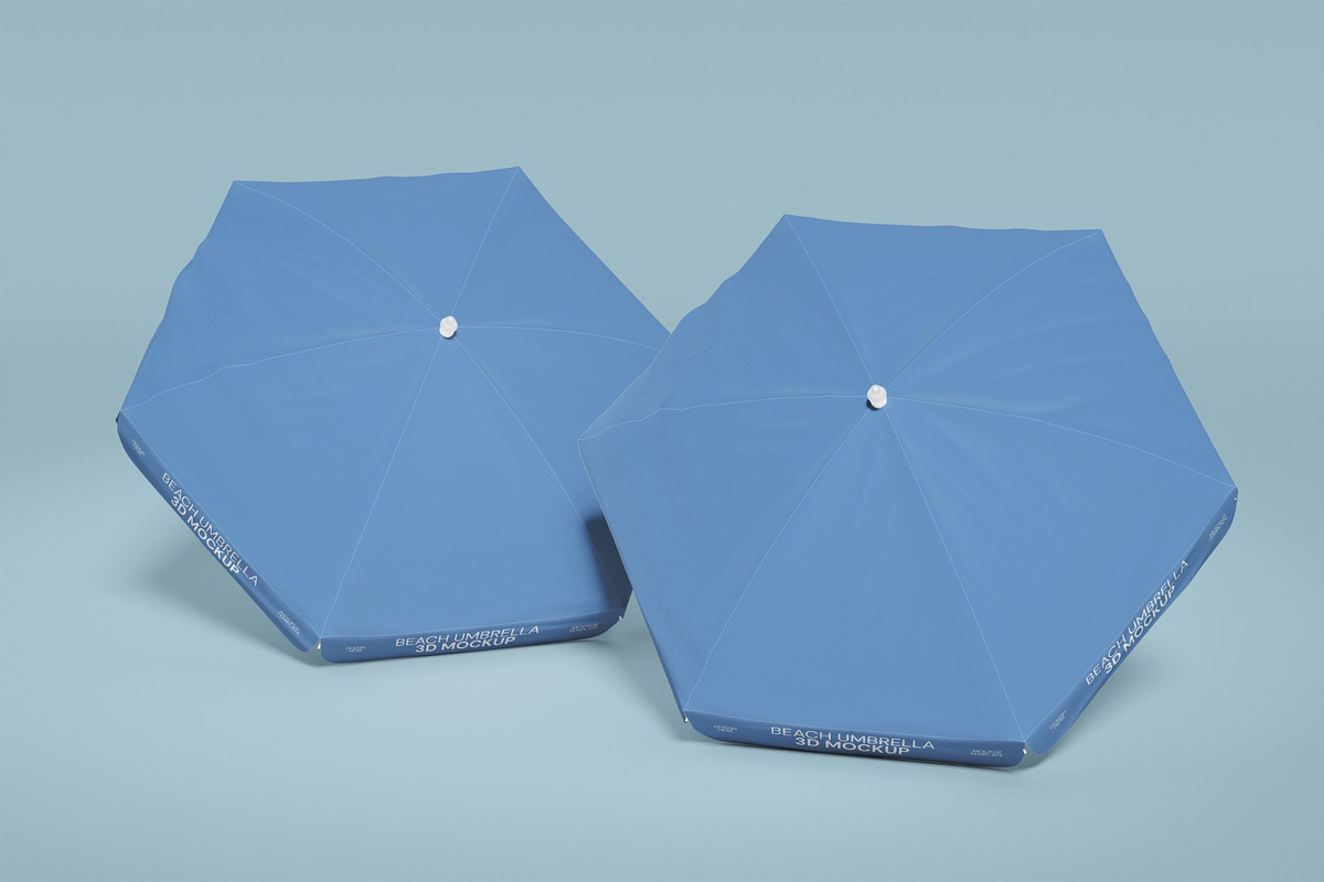 Beach Umbrella 3D Mockup, an Advertising Mockup by graphicook