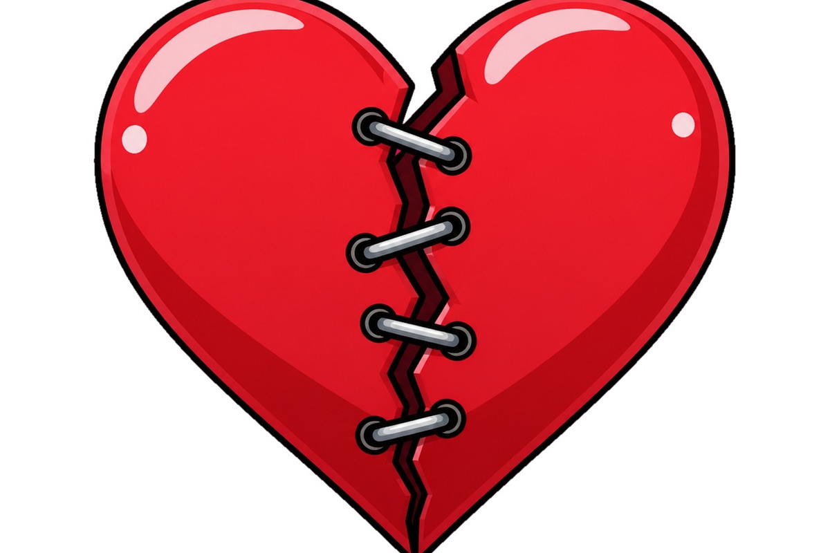 Broken red heart stitched together, an Object Illustration by ZinetroN (Photo 2 of 3)