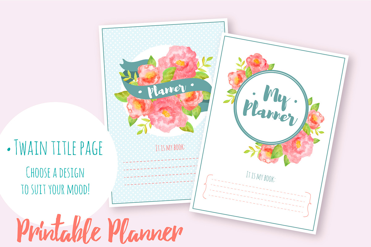Flower planner - Watercolor Kit!, a Stationery Template by Fresh-shop (Photo 2 of 6)