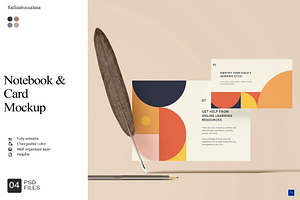 Notebook & Card Mockup, a Product Mockup by Sweetdady