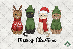 Meowy Christmas Png, Christmas Cat, an Illustration by Craft Nest