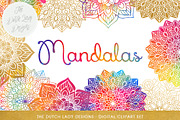 Mandala Clipart Set Rainbow & Gold, an Illustration by The Dutch Lady Designs (Thumbnail 1 of 6)