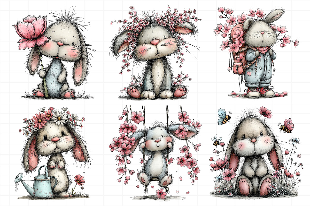 Watercolor Spring Bunny Clipart, an Illustration by Daily.Designs (Photo 7 of 7)